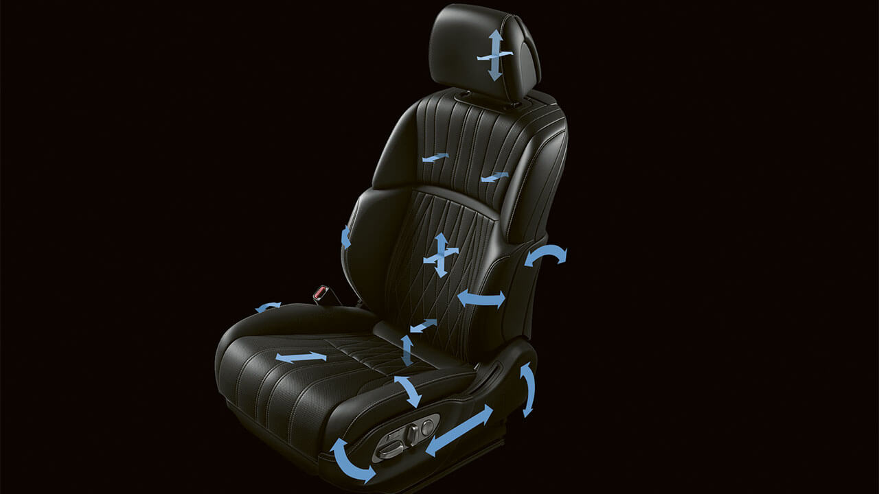 Lexus LS 28-way adjustable seat with shiatsu massage graphic 