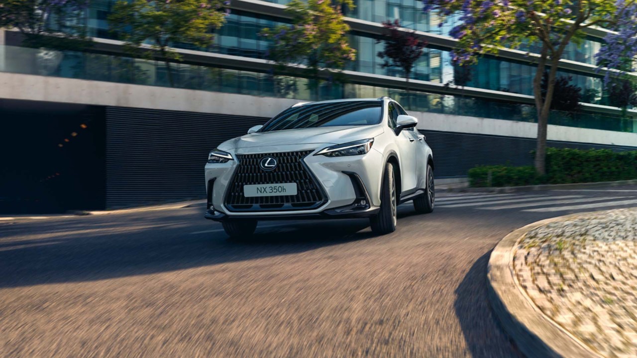 A Lexus NX 350h driving on a road